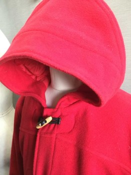 CHELSEA, Dk Red, Dk Red, Nylon, Wool, Solid, Wood Buttons, with Hoodie 2 Front Flip Pockets