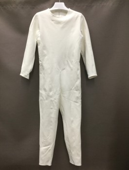 MTO, Cream, Polyester, Spandex, Solid, Diamonds, Womens Large Mens Small to Medium, Crew Neck, Long Sleeves, Back Zipper, Heavy Compression Stretch, Clean Suit, Space Odyssey, Under Suit for EVA Suit, Multiple