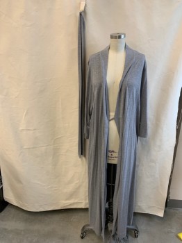 Natori, Gray, Modal, Polyester, Solid, Robe with Belt, Tie Strings on Inside of Robe