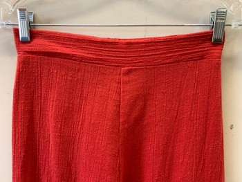 Climax, Red, Polyester, Cotton, Solid, Pants, F.F, Bell Bottoms, Back Zipper,