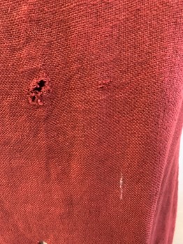 MTO, Dusty Red, Dusty Black, Brown, Linen, Cotton, Solid, Stars, Round Neck,  Sleeveless, Split Front and Back, Cotton Lined, Crusader, Nicely Aged Shield Appliqued Center Front, Hole and Fabric Flaw on Back Panel. Multiples