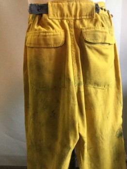 TANSCON, Mustard Yellow, Black, Nomex, Leather, Solid, Aged/Distressed, Velcro Closure, Leather Strap and Silver Buckle. 2 Back Cargo Pockets, Adjustable Elastic Strap Back Waist, Multiples
