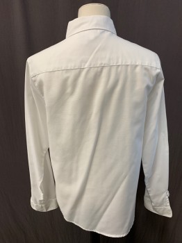 FRENCH ROAST, White, Cotton, Polyester, Solid, Button Front, Collar Attached, Button Down Collar, Long Sleeves, Button Cuff, 1 Pocket