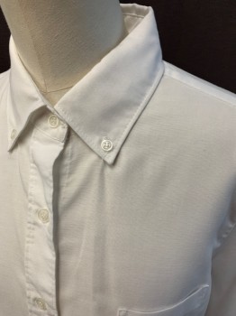 FRENCH ROAST, White, Cotton, Polyester, Solid, Button Front, Collar Attached, Button Down Collar, Long Sleeves, Button Cuff, 1 Pocket