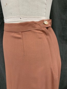 BRANT LEIGH, Terracotta Brown, Rayon, Solid, 1" Waistband, Side  Zip, Center Front Seam, Back Pleated Vent,