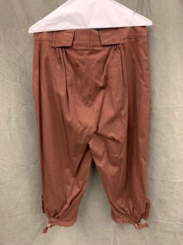 MTO, Dk Brown, Cotton, Solid, Breeches, 2" Waistband, Ornate Brass Buttons, Flap Fly Closure with Ornate Buttons, 2 Flap Pockets with Buttons, Tab Buckle Cuff with Button Flap Placket, Tabs Back Waist for Lace Up (missing Lacing), 1700's Reproduction