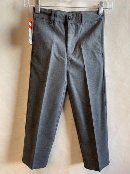CAT & JACK, Heather Gray, Polyester, Rayon, Flat Front, Zip Fly, Belt Loops, 3 Pockets