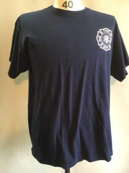 JERZEES, Navy Blue, White, Cotton, Solid, Graphic, Crew Neck, Short Sleeve,