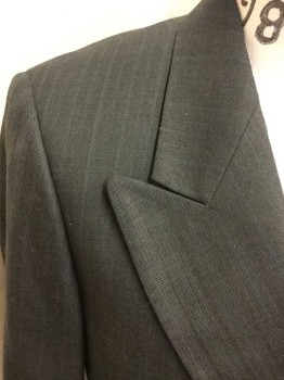 Birmingham, Charcoal Gray, Blue, Polyester, Wool, Stripes - Pin, Double Breasted, Collar Attached, Notched Lapel, 3 Pockets