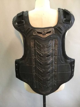 STRYKER, Black, Polyester, Metallic/Metal, Armor Plated Vest, Buckle Shoulder Straps, Grommeted Sides (no Laces)