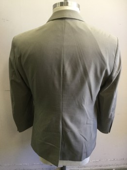 CANDA, Taupe, White, Polyester, Stripes - Pin, Single Breasted, 2 Buttons,  Notched Lapel,
