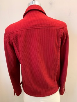 JACK NICKLAUS, Red Burgundy, Polyester, Ribbed, Collar Attached, Zip Front, 2 Side Pockets, Long Sleeves