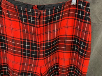 HIGHLAND QUEEN, Red, Black, White, Wool, Plaid, Darted, Zip Front with Hook & Eye,