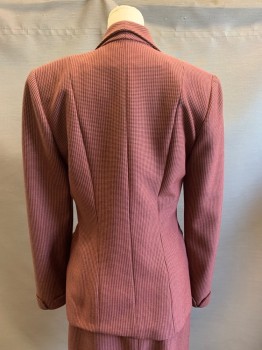 ZELDA, Mauve Pink, Black, Wool, Holiday, C.A., Single Breasted, Button Front, 2 Welt Pockets, Loop Shape Trim with Rhinestones