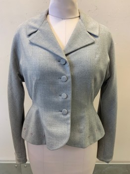 NL, Gray, Wool, Heathered, L/S, Button Front, Notched Lapel, Embroidered Triangles, Made To Order,