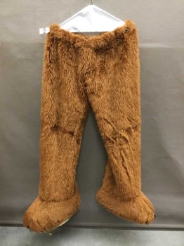 MTO, Brown, Faux Fur, Synthetic, Elastic Waistband, Footed Pants, Suspender Buttons