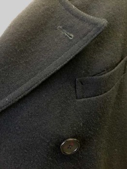 N/L, Black, Wool, Solid, Double Breasted, Slightly Peaked Lapel, 3 Pockets, Black Lining, Made To Order