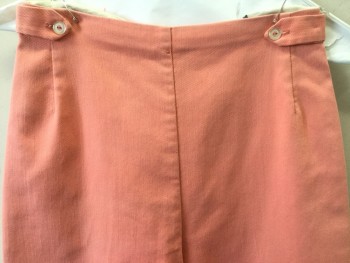 FOX 159, Coral Pink, Cotton, Solid, High Waisted, Flat Front, Side Tabs, Back Zip