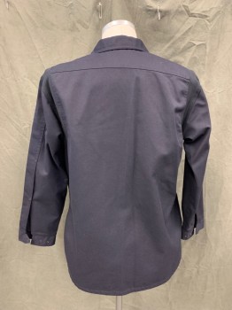 UNITED UNIFORMS, Navy Blue, Poly/Cotton, Solid, Zip Front, Snap Front, Collar Attached, Long Sleeves, Snap Cuff, 2 Flap Pockets (D. CLARK, Embroidery)