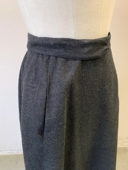 N/L, Dk Gray, Wool, Solid, Thick Wool, Attached Self Belt at Waist, Geometric Seams at Hips with Hidden Seam Pockets, Ankle Length, **Has a Couple Moth Holes