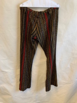 NL, Tan Brown, Black, Red-Orange, Wool, Stripes - Vertical , 2 Pockets, Zip Front, F.F