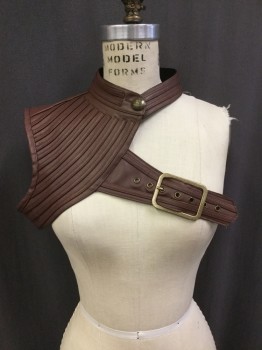 N/L, Sienna Brown, Poly Vinyl Cloride, Solid, Applique Cortour Stripes at Neck and Right Side, Buckle Left Front, Archery Shoulder Protector