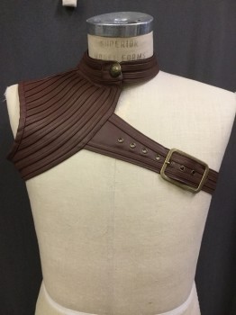 N/L, Sienna Brown, Poly Vinyl Cloride, Solid, Applique Cortour Stripes at Neck and Right Side, Buckle Left Front, Archery Shoulder Protector