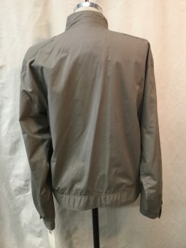 MEMBERS ONLY, Khaki Brown, Poly/Cotton, Solid, Zip Front, Stand Collar, Snap Cuffs, Snap Tabs Side Waistband, 4 Pockets,