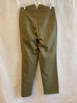BAROTEX, Lt Olive Grn, Black, Wool, Solid, Swirl , 1500s, PANTS, Flat Front, Button Fly, 2 Pockets, Undone Hems
