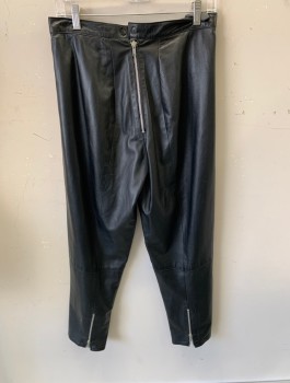 IN TRANSIT , Black, Leather, Solid, Back Zip With Snap Button, Zipper At Hems