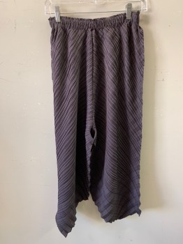 MTO, Mauve Purple, Polyester, Solid, Elastic Waist, Chemical Pleating, High Waisted