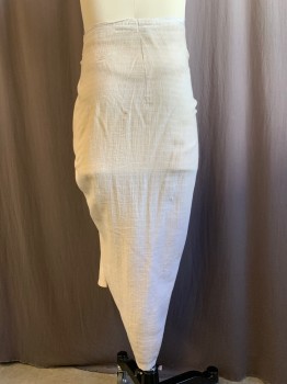 N/L, Beige, Cotton, Linen, Stripes - Shadow, Egyptian Loincloth/Skirt, Hem Mid-calf,  Pleated Drape at Front with Velcro Closure at Waist, Hidden Hook & Eye Closures Underneath, Aged/Distressed