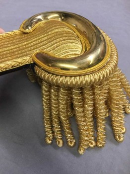 Gold, Lurex, Metallic/Metal, Solid, Gold Epaulets, Gold Lurex & Metal with Gold Bullion Fringe, See Photo Attached,