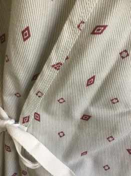 FASHION SEAL, White, Gray, Red Burgundy, Cotton, Polyester, Novelty Pattern, Stripes, Wrap Front, Striped with Diamond Novelty Pattern,