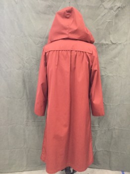 LONDON FOG, Chestnut Brown, Polyester, Cotton, Solid, Button Front, Collar Attached, Attached Yoke Panel, Gathered at Back Yoke, Drawstring Hood Button Attached with Fleece Lining, Belt Loops (Missing Belt), 2 Pockets, Zip Attached Fleece Lining (barcode on Right Side Low of Main Jacket NOT Lining)