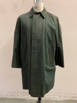 NL, Olive Green, Dk Brown, Blue, Nylon, Cotton, Plaid, Collar Attached, Single Breasted, Button Front, 2 Pockets