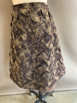 MTO, Brown, Mushroom-Gray, Khaki Brown, Tan Brown, Synthetic, Cotton, Mottled, Velcro Snap On Waist Band, Front Slit , With Geometric Pleading . Kbhaki Texture Panel On Front
