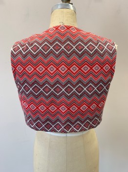 NL, Red, Pink, White, Gray, Polyester, Zig-Zag , Diamonds, Vest, Made To Order