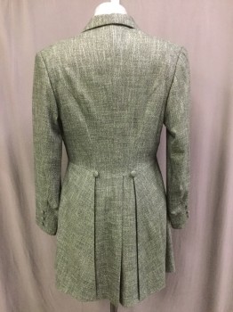 MTO, Charcoal Gray, Lime Green, Silver, Wool, Tweed, Single Breasted Jacket, 3 Buttons,  Notched Lapel with 2 Button Holes Both Sides, Skirt Above Knee, Cuff Detail,