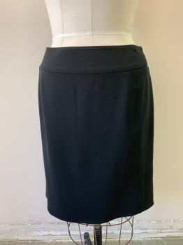 N/L, Black, Polyester, Solid, Pencil Skirt, Zip Back, Invisible Zipper, Princess Seams, Sunshine Pleats in Back, High Low Hem