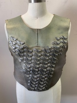 NO LABEL, Silver, Iridescent Green, Gold, Leather, Metallic/Metal, Ombre, Lace Up Back and Sides, Silver Metal V Shape Embellishments Stitched with Thread on Front and Back, Made To Order, Multiples
