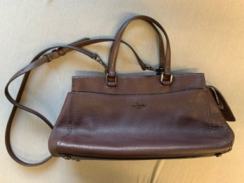 COACH, Maroon Red, Leather, Solid, Pebble Texture, Handbag Straps, MATCHING Detachable Shoulder Strap