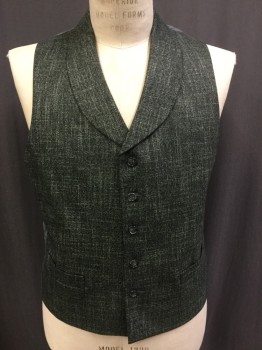 MTO, Charcoal Gray, Lime Green, Silver, Wool, Tweed, Vest, 6 Buttons, Shawl Lapel, Cotton Back with Adjustable Waist Belt,