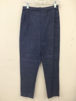 JEANIE By BLUE BELL, Denim Blue, Cotton, Solid, Denim Twill, Capri, Back Zip, Darts Front and Back