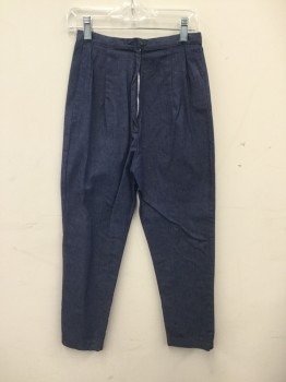 JEANIE By BLUE BELL, Denim Blue, Cotton, Solid, Denim Twill, Capri, Back Zip, Darts Front and Back