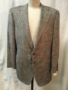 SULKA, Brown, White, Silk, 2 Color Weave, Single Breasted, 2 Buttons, Notched Lapel, 3 Patch Pocket,