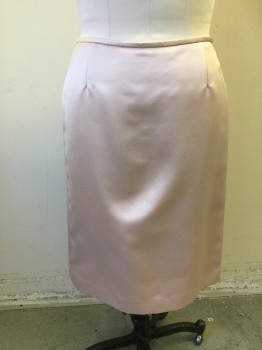 VICTOR COSTA, Blush Pink, Polyester, Solid, Satin, Pencil Skirt, Pleated Center Back with Slit, Center Back Zip *Note: Skirt is a Large Size 8, While Jacket Fits More Like a 6