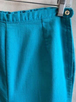 MTO, Sky Blue, Polyester, Solid, CAPRI, Side Zipper, Adj 2 Button Tabs at Waistband, Side Button Closure