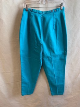 MTO, Sky Blue, Polyester, Solid, CAPRI, Side Zipper, Adj 2 Button Tabs at Waistband, Side Button Closure