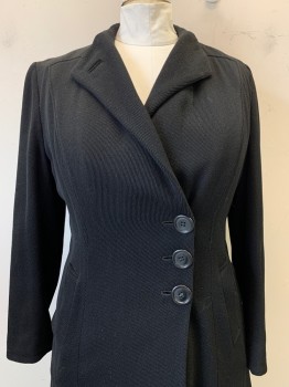 Little Lady Duchess, Black, Polyester, Wool, Solid, Plus Size, L/S, C.A., 3 Buttons Side Pockets, CrossOver